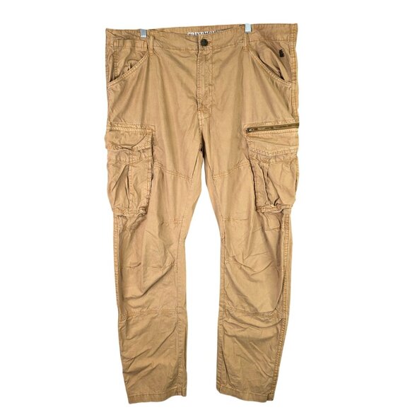 Mens Grindhouse Denim Co. Khaki Cargo Pants 100% Cotton Lightweight Size 42x32 - Picture 1 of 10